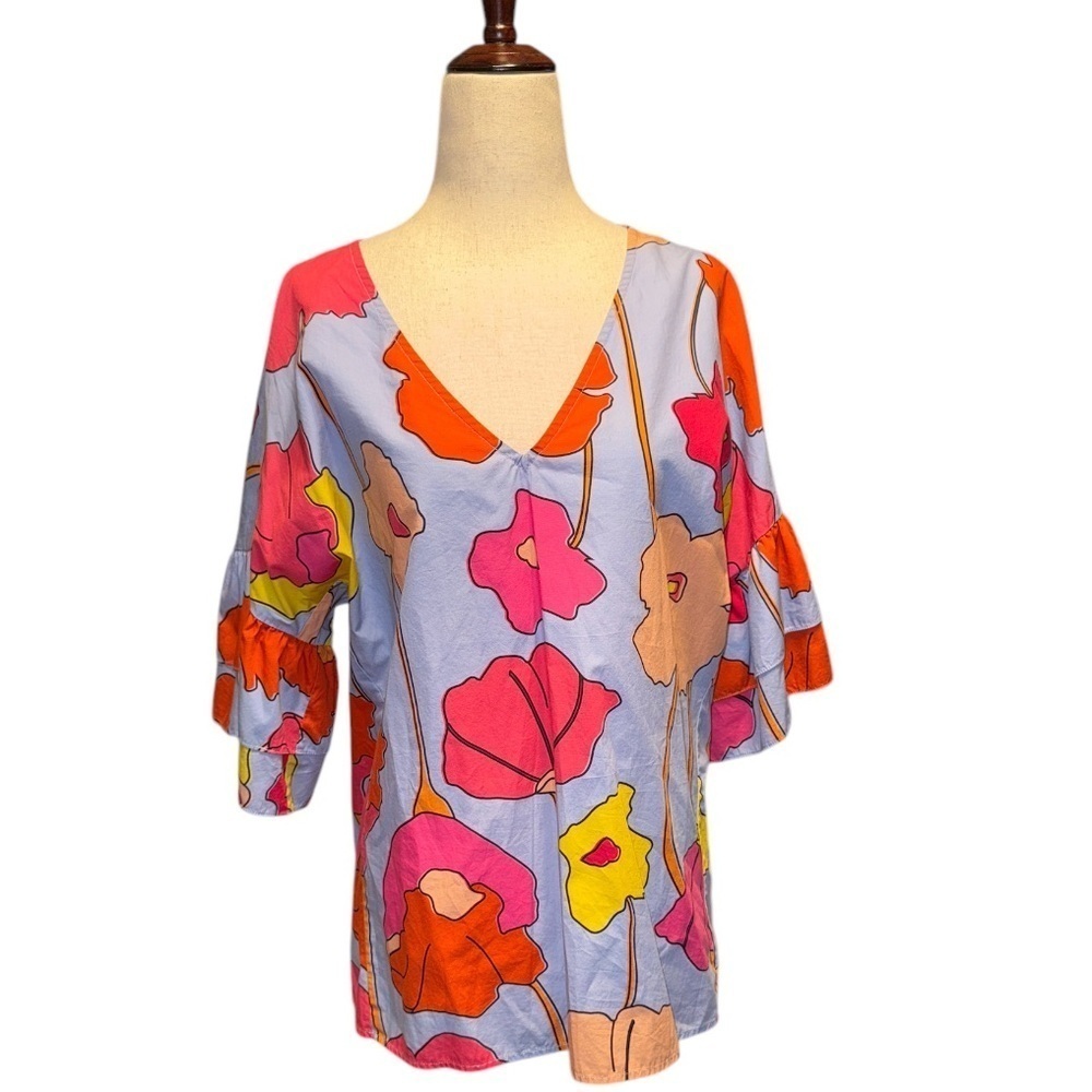 CROSBY by Mollie Burch Floral V-neck Top - Picture 1 of 5